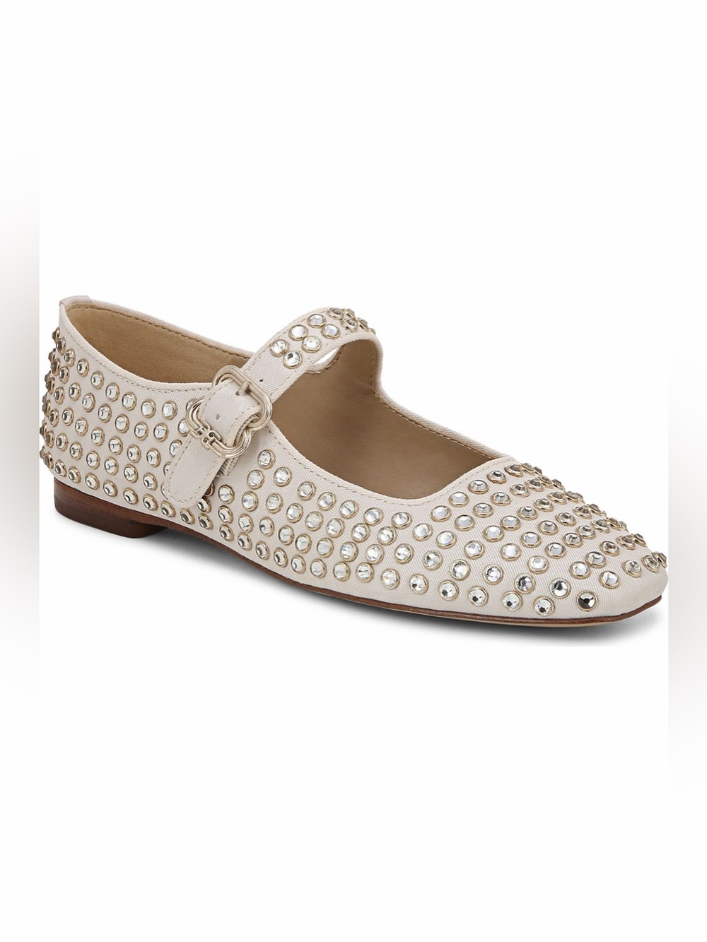 Sam Edelman Michaela Rhinestone Mary Jane Flats in Ivory – Size 7.5